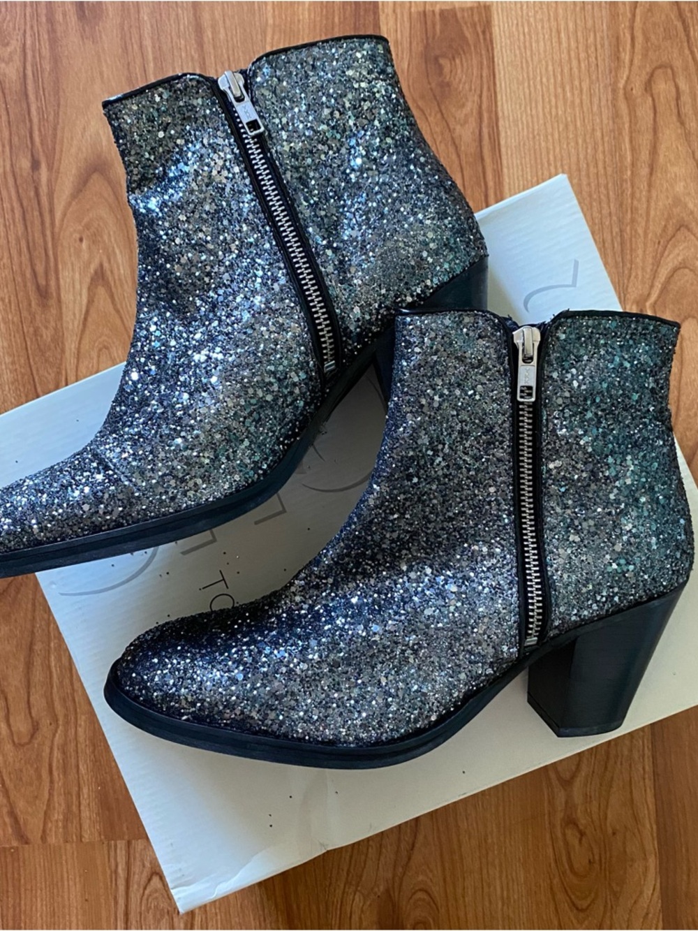 NWT Glitter Boots Silver Topshop